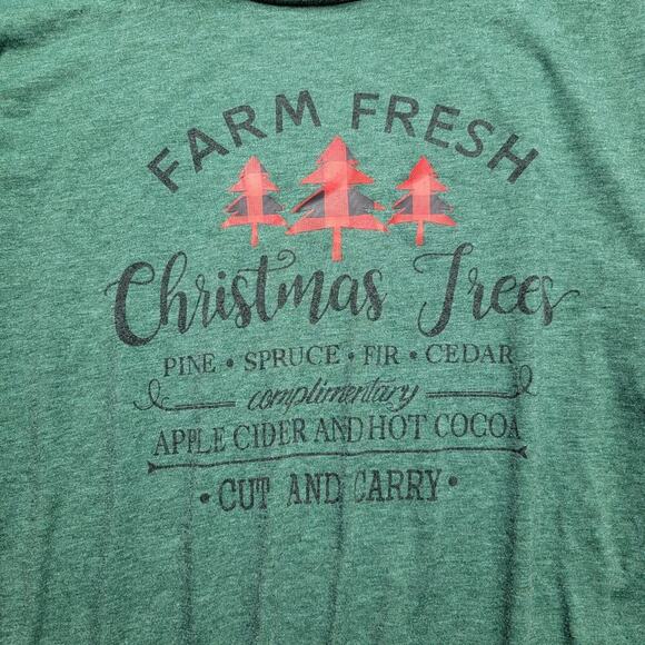 Farm Fresh Christmas Trees Graphic Print Short Sleeve Green Tshirt Size XL - Picture 5 of 10